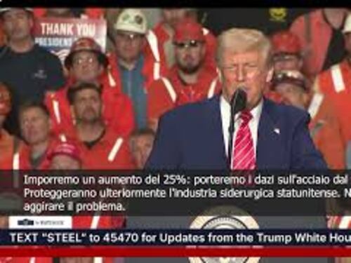 Trump: Porteremo i dazi sull'acciaio dal 25% al 50%