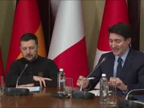 Trudeau presiede riunione G7 a Kiev con Zelensky. Macron e Trump collegati dalla Casa Bianca