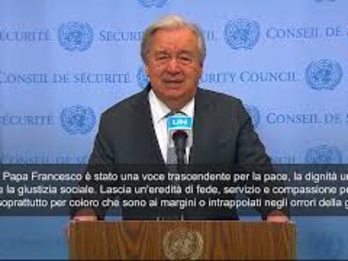 Morte Papa Francesco, Guterres (Onu): "Messaggero di speranza, umiltà e umanità"