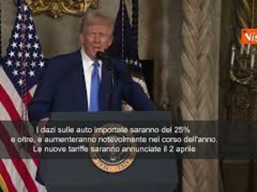 Trump: "Dazi sulle auto straniere intorno al 25%. Saranno annunciati il 2 aprile"