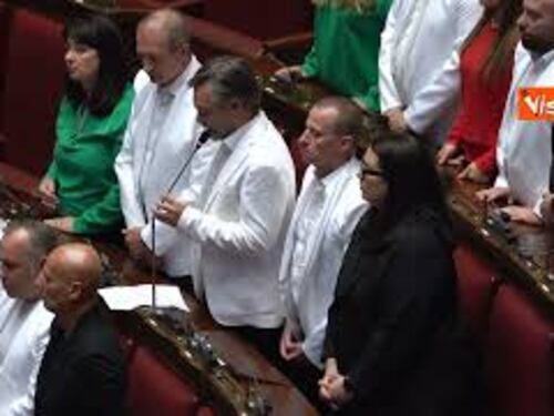 Deputati M5S vestiti con colori bandiera palestinese in Aula per chiedere riconoscimento Palestina