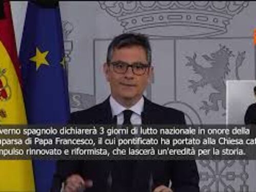Morte di Papa Francesco, Bolanos (ministro spagnolo): 3 giorni di lutto nazionale