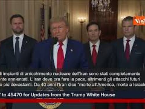 Trump: Da 40 anni Iran grida "Morte a Usa e a Israele". Ho deciso che non doveva continuare