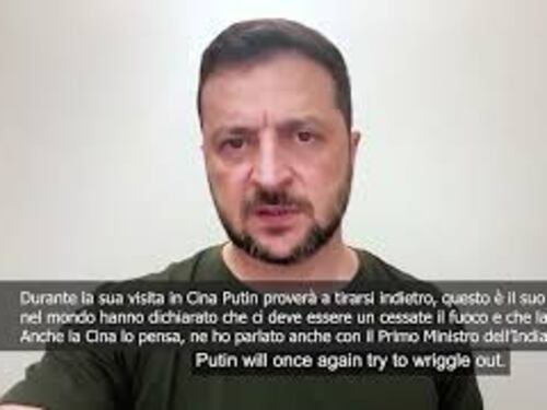 Zelensky: Putin in Cina si sta tirando indietro dall'impegno di finire guerra