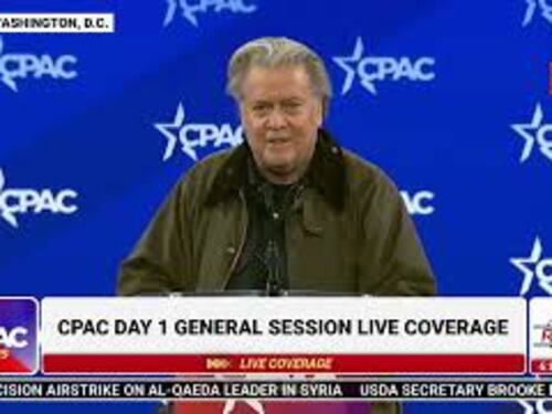 Steve Bannon al Cpac ripete il gesto col braccio di Musk e lo slogan di Trump: "Fight, fight, fight"