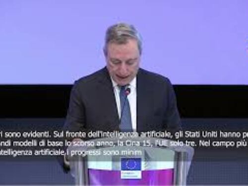 Draghi: Su A.I. divari evidenti, in Ue progressi minimi