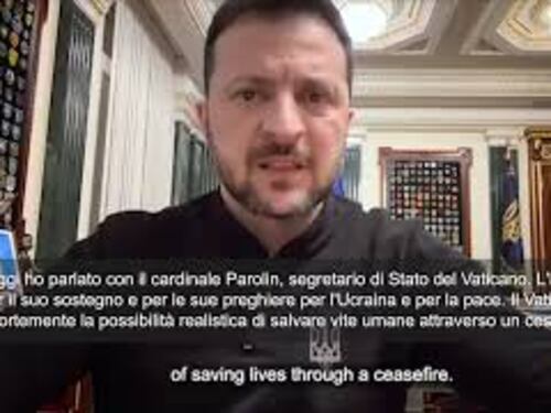 Zelensky: Parlato con Parolin dei nostri prigionieri, grazie del sostegno. Auguri al Papa