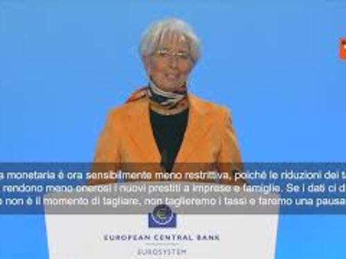 Lagarde (Bce): La politica monetaria è ora sensibilmente meno restrittiva