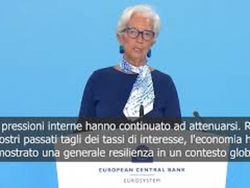 Lagarde: Manteniamo invariati i 3 principali tassi di interesse della BCE