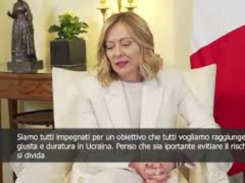 Meloni: Siamo impegnati per pace giusta in Ucraina, l'Occidente non si deve dividere