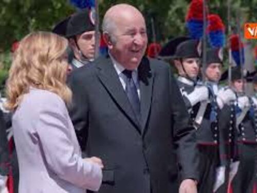 Meloni incontra il Presidente della Repubblica algerina Abdelmadjid Tebboune a Villa Pamphilj