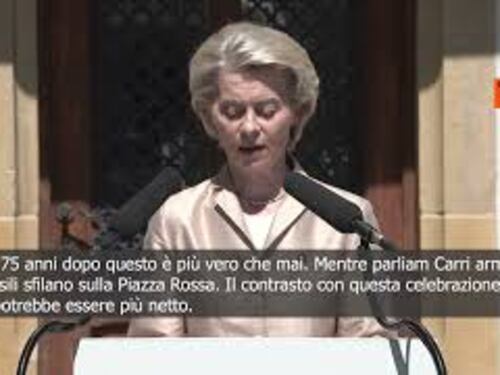 Giornata Europa, von der Leyen: In Russia sfilano carri armati, noi onoriamo costruttori pace