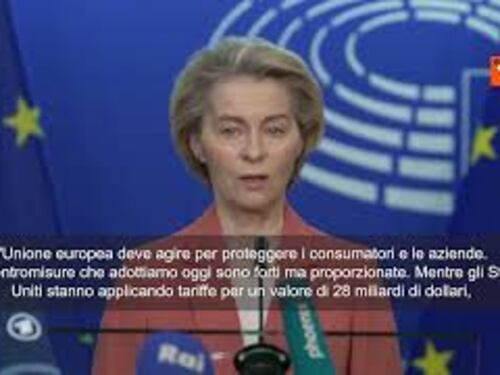 Dazi Usa, von der Leyen: Rammaricati per decisione Trump, contromisure per 26 mld euro