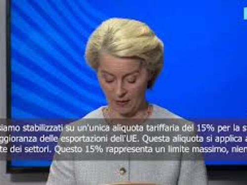 Accordo Ue-Usa, Von der Leyen: Dazi al 15% su gran parte dei settori, niente cumuli