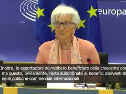 Lagarde (Bce): Economia crescerà dello 0,9% nel 2025, dell'1,2% nel 2026 e dell'1,3% nel 2027
