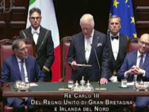 Re Carlo (in italiano) alla Camera: "Spero di non rovinare la lingua di Dante"