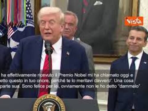 Trump: Vincitrice Nobel pace mi ha chiamato e mi ha dedicato il Premio