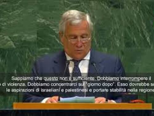 Tajani a Onu cita Papa Leone: Non abbandonare speranza pace. A Gaza unica soluzione due Stati