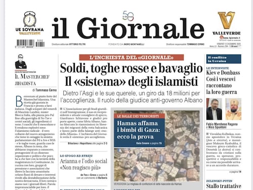 La prima pagina del Giornale: buon Landinì di passione, il Sistema degli Islamisti, il sondaggio sulla Albanese