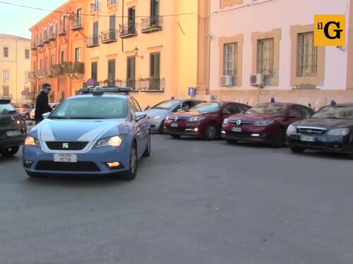 L'uscita degli arrestati dalla Questura di Palermo