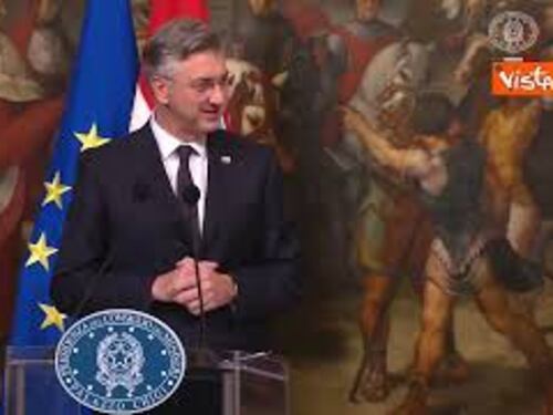 Il premier croato Plenkovic in italiano: Grazie Giorgia per avermi accolto a Roma
