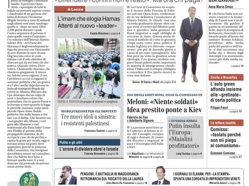 La prima pagina del Giornale: Matteo Salvini assolto, Giorgia Meloni in Aula