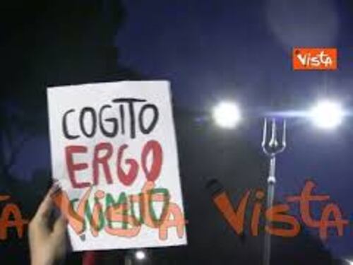"Lasciate ogni speranza voi che non manifestate", i cartelli al corteo per la Flotilla a Roma