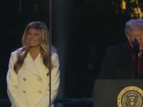 Trump e Melania accendono l'albero di Natale di Washington