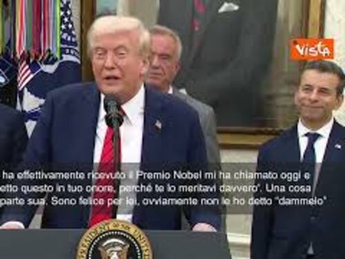 Trump: Vincitrice Nobel pace mi ha dedicato premio, ma non le ho detto "Dammelo che spetta a me"