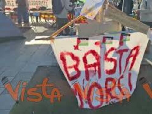 Global Sumud Flotilla, il presidio pro Palestina a piazza dei Cinquecento a Roma