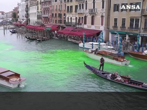 Venezia, blitz di Extinction Rebellion: il Canal Grande si colora di verde
