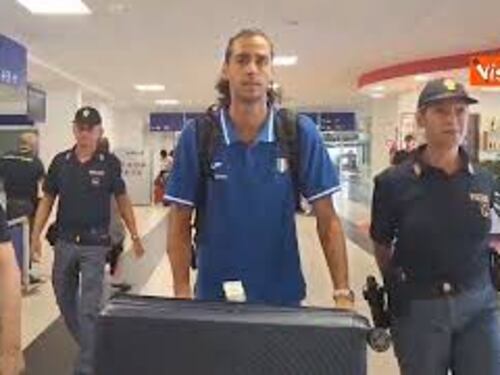 Il rientro all'aeroporto di Rimini di Gianmarco Tamberi dopo l'oro al Mondiale di Atletica