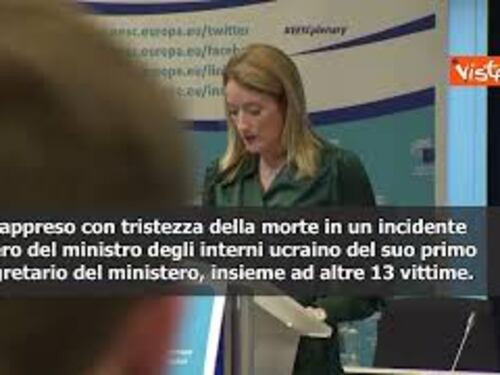 SOTTOTITOLI Metsola: Mentre l'Europa si prepara a inviare tank, in Ucraina continuano le esplosioni