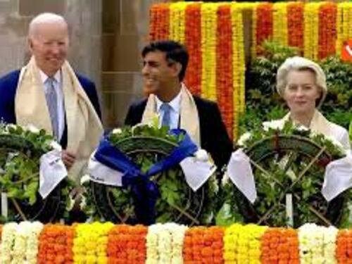 G20 in India, i leader al Memorial Raj Ghat Mahatma Ghandi