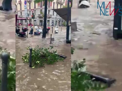 Maltempo a Milano: le strade allagate del quartiere Isola