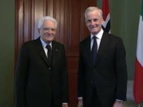 Mattarella al Palazzo di Rappresentanza del Governo di Oslo incontra premier Jonas Gahr Støre