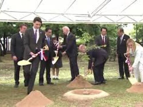 I leader del G7 piantano un albero a Hiroshima