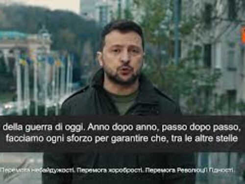 SOTTOTITOLI Zelensky festeggia i 10 anni da Euromaidan: Prima vittoria Ucraina contro Russia