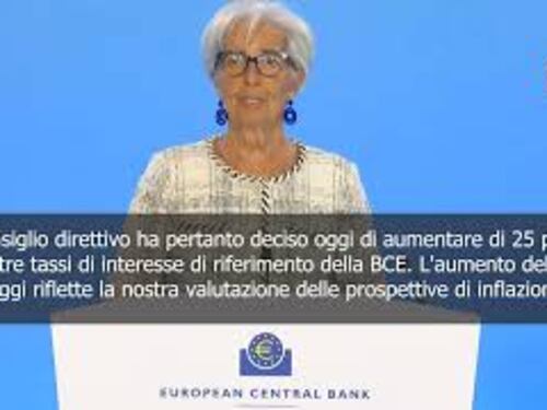 Lagarde (Bce): Inflazione ancora troppo alta, rialzo tassi dello 0,25%