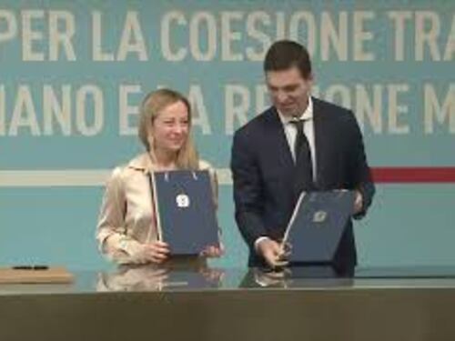 Meloni e Acquaroli firmano accordo per la Coesione tra il Governo e la Regione Marche
