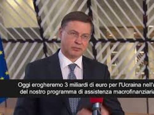 Dombrovskis: "Oggi eroghiamo 3 mld Ue a Ucraina"