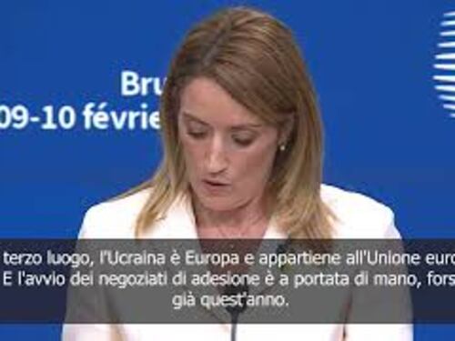 Metsola: "L'Ucraina è Europa, negoziati a portata di mano"