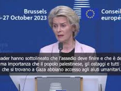 Von der Leyen: Non c'è contraddizione tra solidarietà a Israele e aiuti umanitari a Gaza