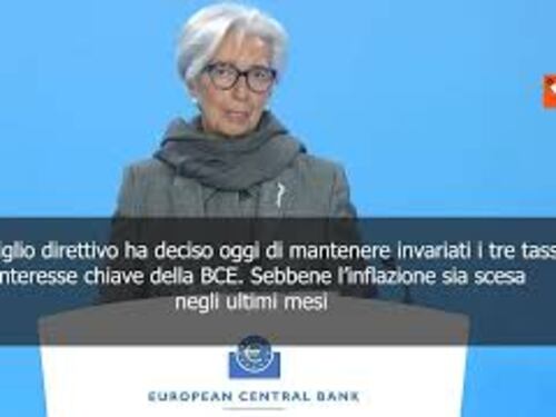Lagarde: Bce lascia invariati tassi