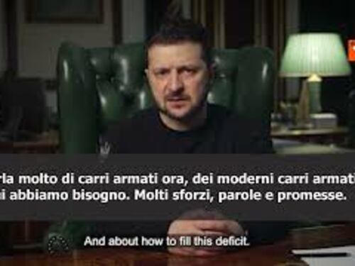 SOTTOTITOLI Zelensky: "Non ci servono 5 o 10 carri armati, ma molti di più"