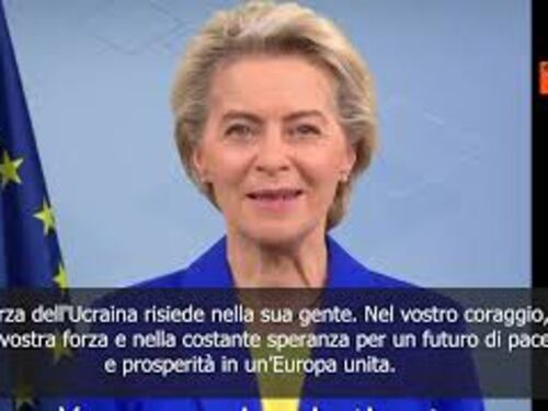 Indipendenza Ucraina, von der Leyen: Al vostro fianco fino alla libertà
