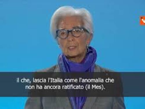 Lagarde: "Ci auguriamo che ratifica Mes da parte dell'Italia avvenga in tempi brevi"