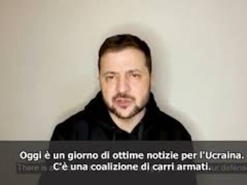 SOTTOTITOLI Zelensky: "C'è la 'coalizione dei carri armati' per l'Ucraina"