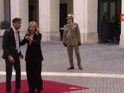 Meloni riceve premier britannico Rishi Sunak a Palazzo Chigi
