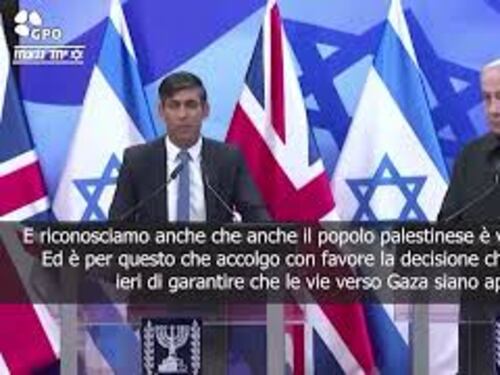 Sunak: Anche il popolo palestinese è vittima di Hamas